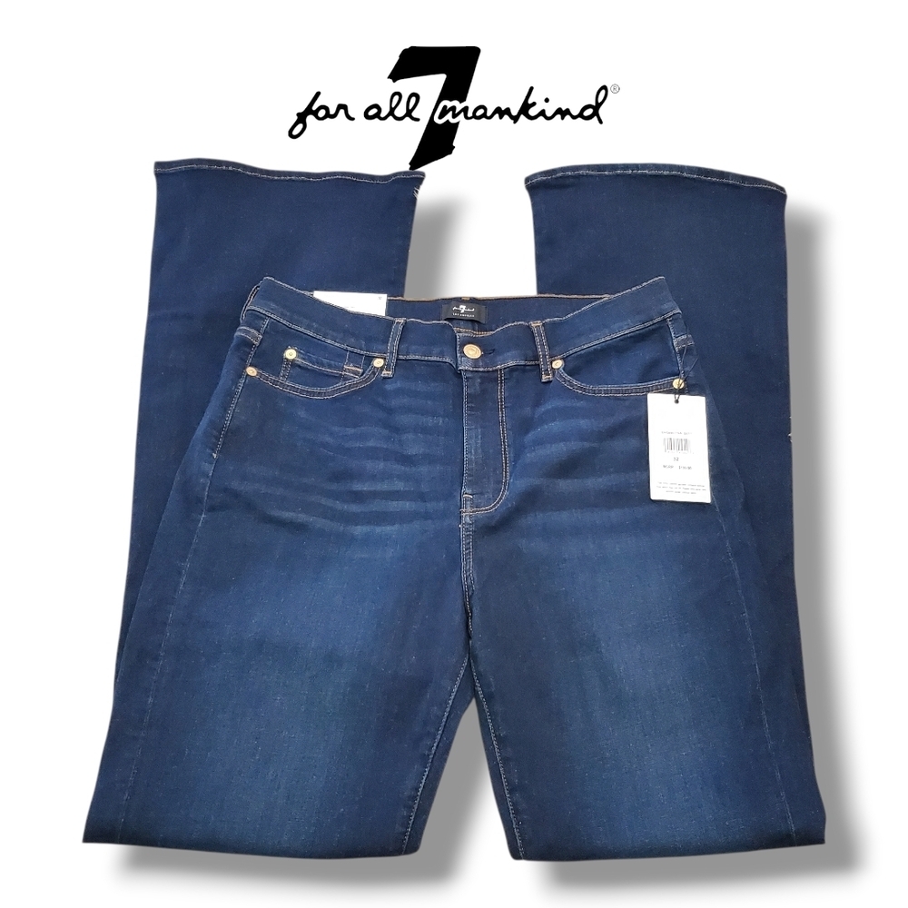 7 For All Mankind Highwaist Indigo Ali Slim Illusion Bootcut Flare Jeans Size 32